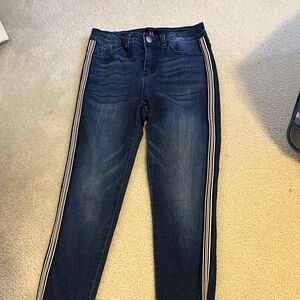 Forever 21 Dark Blue Skinny Jeans with Striped Sides